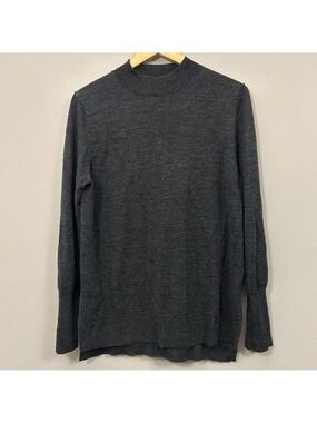 Badgley Mischka Women’s Charcoal Merino Wool Sweater Oversized Large